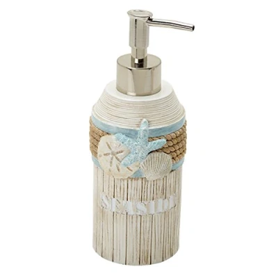 Image of Zenna Home ZPC Zenith Products, India Ink Seaside Serenity Lotion or Soap Dispenser, Coastal/Beach