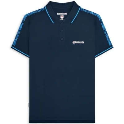 Image of Lambretta Mens Paisley Taped Retro Mod Polo Shirt Navy S