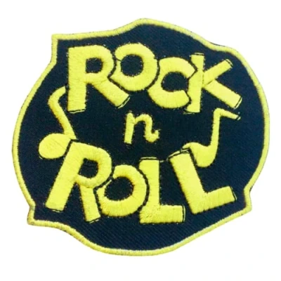 Image of Rock N Roll Music Rockabilly Iron on Sew Embroidered Patch