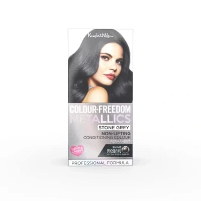 Image of Knight &amp; Wilson Colour Freedom Metallic, Long Lasting, Permanent Stone Grey Hair Dye, Infused with Shea Butter and Argan Oil for Shiny Conditioned Hair.