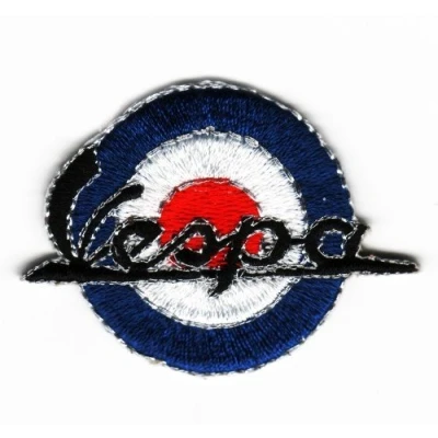 Image of Sew on Iron Embroidered Patch Vespa Scooter MOD Roundel Badge