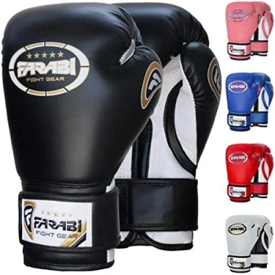 Image of Farabi Sports Kids Boxing Gloves 6, 8 oz Junior Muay Thai Youth Kickboxing Sparring Punching Bag Training (Black, 6 oz)