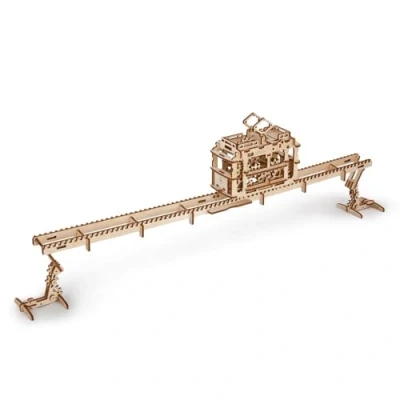Image of Tram Mechanical Construction Kit by Ugears Self Propelled Modular Model 3D Wooden Puzzle for Assembly Without Glue Brainteaser Kids, Teens and Adults