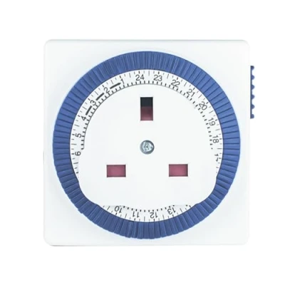 Image of STATUS Timer Switch Square 24 Hour Segment Light White UK Plug S24HRSQT4