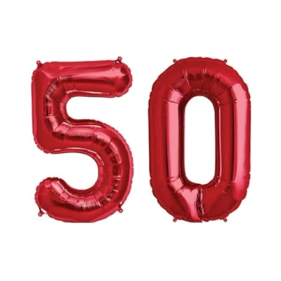 Image of Red Number 50 Large Helium Foil Balloon Birthday Party Wedding Anniversary Decoration 101cm