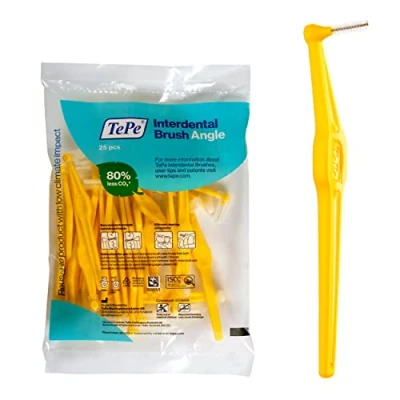 Image of Tepe Angle Interdental Brush 0.7mm 25 Pack Yellow