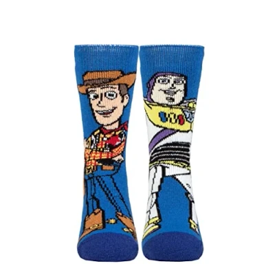 Image of Kids 1 Pair SOCKSHOP Heat Holders Disney 1.6 TOG Lite Toy Story Woody and Buzz Thermal Socks Blue 9 12