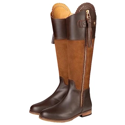 Image of Ladies Slim Fit Country Boots Womens Tall Spanish Riding Boot Suede Leather (Suede/Leather, uk_footwear_size_system, adult, women, numeric, medium, numeric_7)