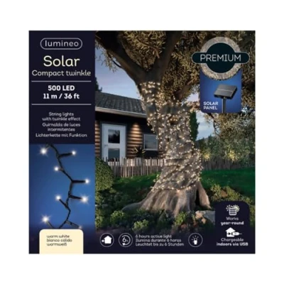 Image of Lumineo 500 LED Warm White Solar Compact Twinkle Lights