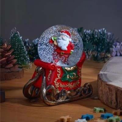 Image of Marco Paul Novelty Light up LED Snow Globes Santa christmas Ornaments for the home, Large snowglobe Adults (Santa on Sleigh)