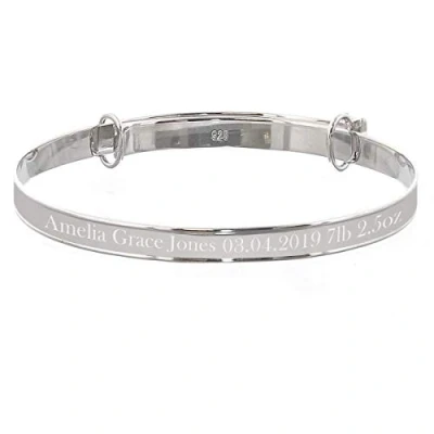 Image of Baby Silver Bangle Personalised Christening Bracelets for Girls New Born Gifts