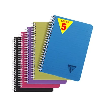 Image of Clairefontaine &#039;Linicolor&#039; Wirebound Notebooks, A5, Lined, 50 Sheets, 90g Assorted Colours, Pack of 5
