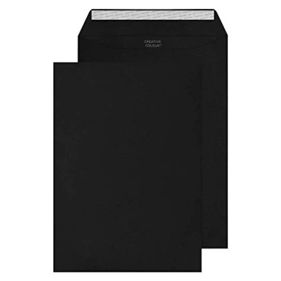 Image of Blake Creative Colour C4 229 x 324 mm 120 gsm Peel &amp; Seal Wallet Envelopes (414P) Jet Black Pack of 250