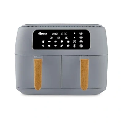 Image of Swan SD10410GRY Nordic Duo 13 in 1 Air Fryer with Dual Non Stick Baskets, Cyclone Technology, Pre Set Functions, Match Cook, 8L, 1700W, Grey