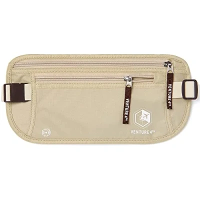 Image of Venture 4th Travel Money Belt Keeps Your Cash Safe When Travelling Hidden Waist Passport Holder with RFID Blocking Technology is Designed for Superior Anti Theft Protection and Comfort (Beige)