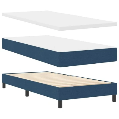Image of Box Spring Bed with Mattress Blue 80x200 cm Fabric Vidaxl
