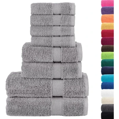 Image of vidaXL 8 Piece Premium Towel Set SOLUND Grey 600 gsm