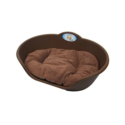 Image of KetoPlastics BROWN PLASTIC WITH CUSHION/MEDIUM HEAVY DUTY PET BED DOG/CAT/ANIMAL/SLEEP/BASKET