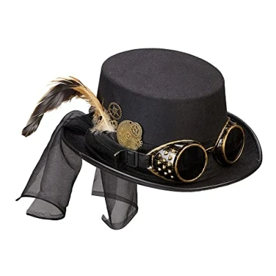 Image of Widmann Steampunk Top Hat With Goggles &amp; Clockwork Deco