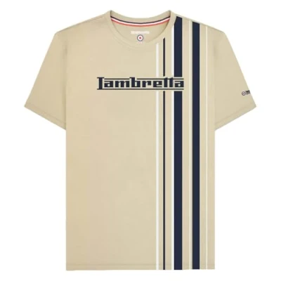 Image of Lambretta Mens Multi Stripe Short Sleeve T Shirt Wood Ash XL