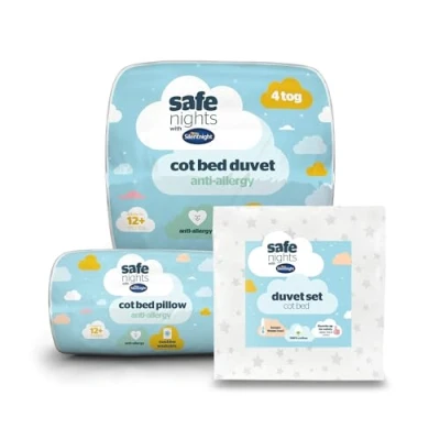 Image of Silentnight Safe Nights Cot Bed Duvet Set, and Pillow Bundle