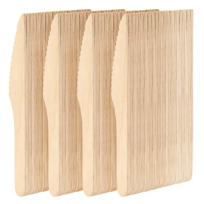 Image of MATANA 1000 Eco Friendly Wooden Knives 16cm Biodegradable &amp; Compostable Perfect Cutlery Set for Parties, Weddings, Picnics