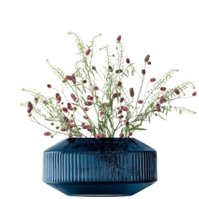 Image of LSA Rotunda Wide Vase H14cm Sapphire 1 Unit Mouthblown &amp; Handmade Glass RT10