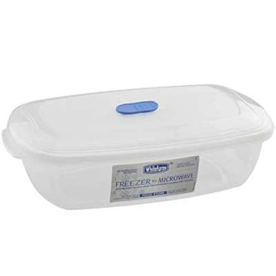 Image of Whitefurze Freezer Microwave Rectangular Food Staorge Box, 1 Litre, Pack of 2