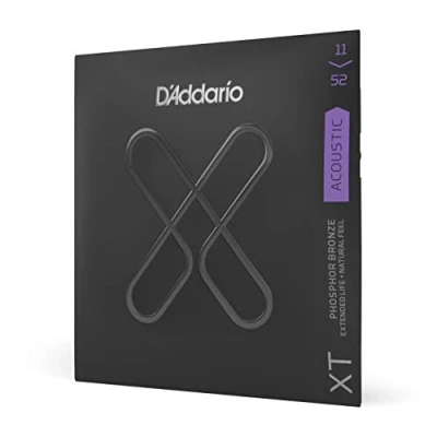 Image of D&#039;Addario Guitar Strings XT Phosphor Bronze Coated Acoustic XTAPB1152 Extended String Life with Natural Tone, Feel For 6 Guitars 11 52 Custom Light