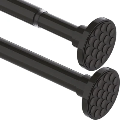 Image of Curtain Pole 300 cm Long Rod Extra Length Shower Rail No Drilling Clothes Extendable for Bathroom, Bedroom Black (85 280CM Φ32 mm)