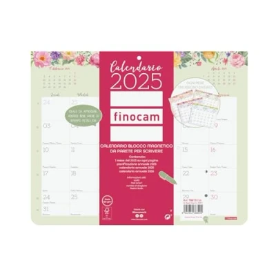 Image of Finocam Bloc Design Wall Calendar with Magnet for Writing 2025 Monthly Layout January December (12 Months) Italian