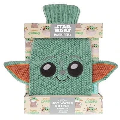 Image of MAD BEAUTY Disney&#039;s Star Wars The Mandolarian Grogu Baby Yoda Hot Water Bottle, Washable and Removable Cozy Outer Sleeve, Self Care &amp; Comfort Gift