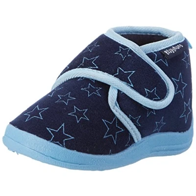 Image of Playshoes GmbH Velcro Stars, Unisex Kids’ Low Top Slippers, Blue (navy), 7.5 Child UK (24/25 EU)