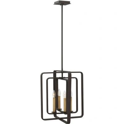 Image of Quentin 4 Light Cage Ceiling Pendant Chandelier Bronze, E14