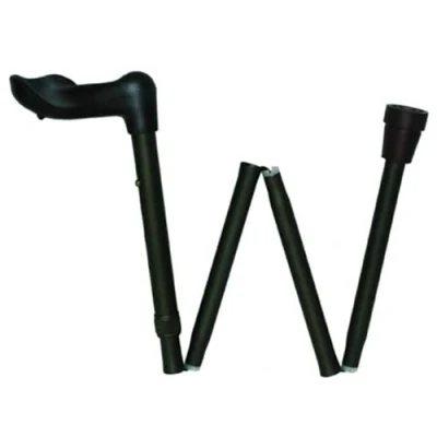 Image of Able2 Folding Walking Stick Black Anatomical Handle Right