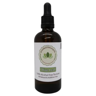Image of Olive Leaf Extract Herbal Tincture (Alcohol &amp; Glycerin Free) 110ml x1 in Glass Bottle with Rubber Pipette (Olive Leaf)
