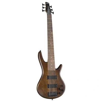Image of Ibanez GSR206B WNF GIO Series Black Hardware 6 String Electric Bass Guitar w/Bass Boost Walnut Flat