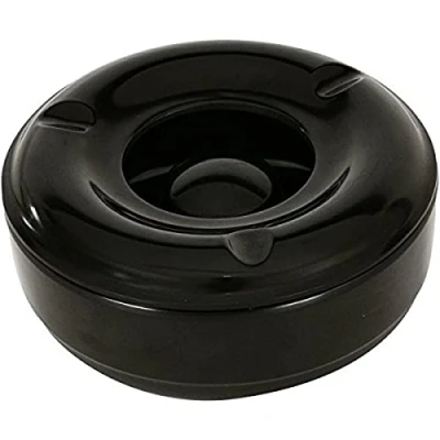 Image of Genware NEV AT WIND Windproof Melamine Ashtray, Base and Lid, 5.75&quot;