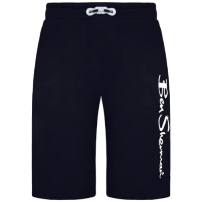 Image of Ben Sherman Large Logo Print Mens Sweat Shorts 0065221 Navy