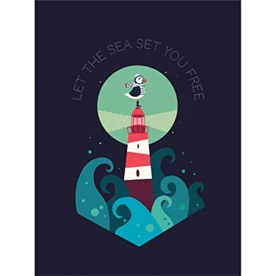 Image of Wee Blue Coo Lighthouse Sea Free Canvas Wall Art Print