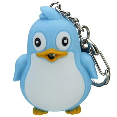 Image of dragonaur Cute Penguin LED Light with Sound Key Chain Ring Torch Xmas Gift size Small (Blue)