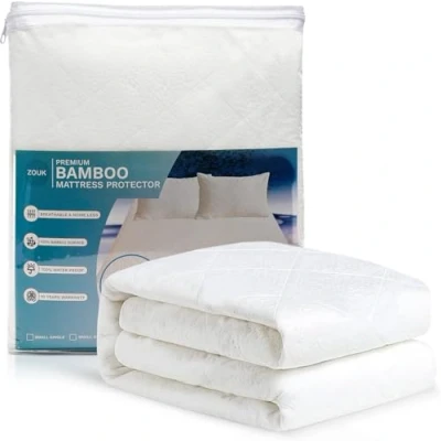 Image of ZOUK Premium Cot Bed Mattress Protector 70 x 140cm Noiseless Waterproof Natural Bamboo Silent Cover for Toddler