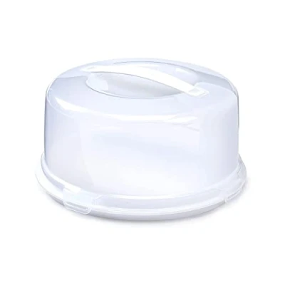 Image of OnlineStreet Round Plastic Reusable Storage Cake Box Food Container Takeaway Containers with Lid Lockable Cover (Cake 1)