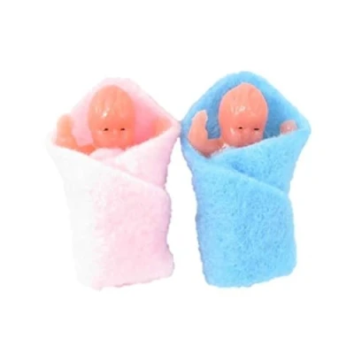 Image of Melody Jane Dolls House 2 Swaddled Babies Miniature 1:12 Scale People Baby in Blanket