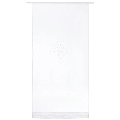 Image of Home Fashion Door Curtain Linen Structure Embroidered Fabric White 180 x 90 cm