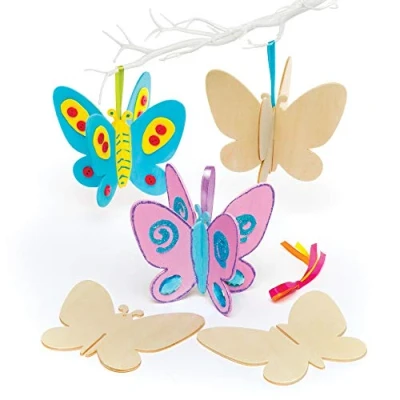 Image of Baker Ross AR432 Wooden 3D Butterflies (Pack of 6)