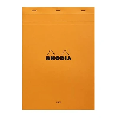 Image of RHODIA 18600C Stapled Notepad N18 Orange A4 Lined 80 Detachable Sheets White Clairefontaine Paper g/m Soft, Resistant and Waterproof Coated Card Cover Basics
