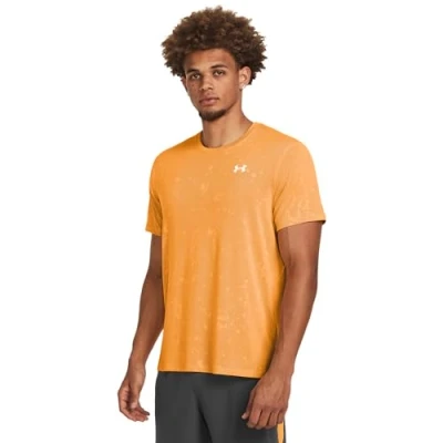 Image of Under Armour Shortsleeves Launch Splatter Sports Tshirt Nova orange, Men&#039;s, Size: Small, orange