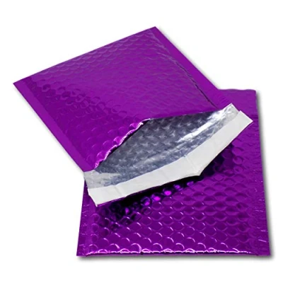 Image of EPOSGEAR 25 Purple Shiny Metallic Foil Bubble Padded Bag Mailing Envelopes Perfect for Marketing, Promotions or and Alternative to Gift wrap (CD 165mm x 165mm)