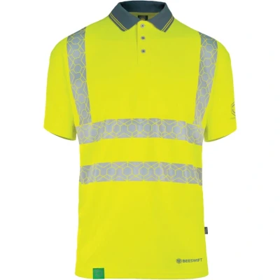 Image of Beeswift Envirowear Saturn Yellow Hi Vis Short Sleeve Polo Unisex Reflective Sustainable Circular Process Safety PPE Workwear 4X Large